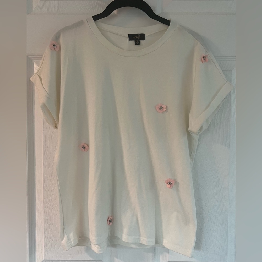 Women's ontwelfth Short Sleeved 3D Floral Tee